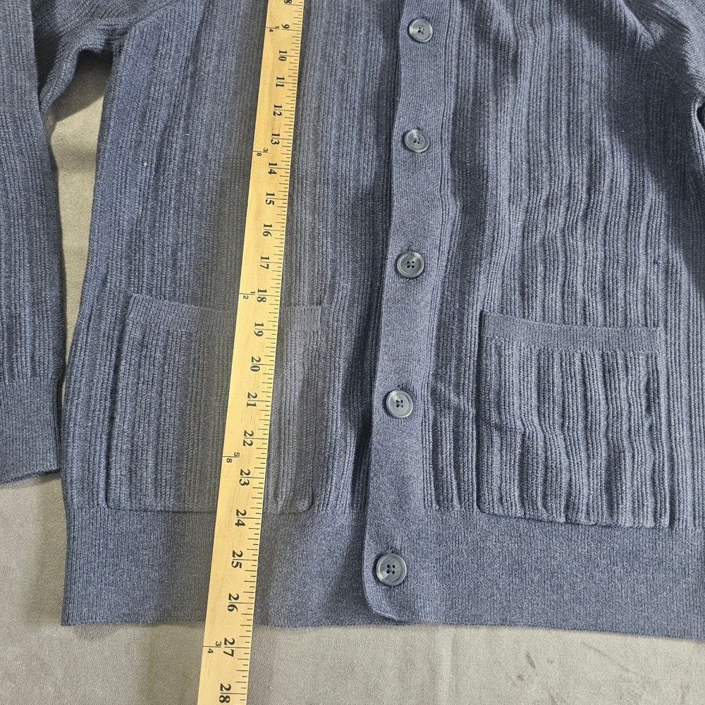 Goodfellow & Co Mens Blue Ribbed Button Front Cardigan Sweater Collared Medium - Picture 6 of 8